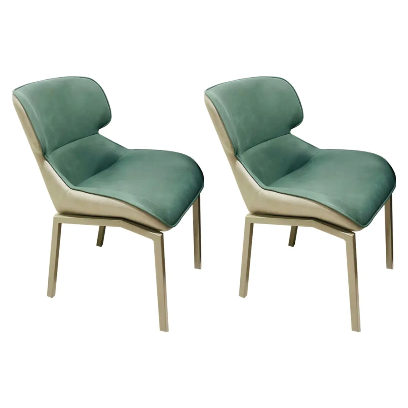 Camel Faux Leather Upholstered Dining Chair with Metal Legs Image - 2 | homeyfad