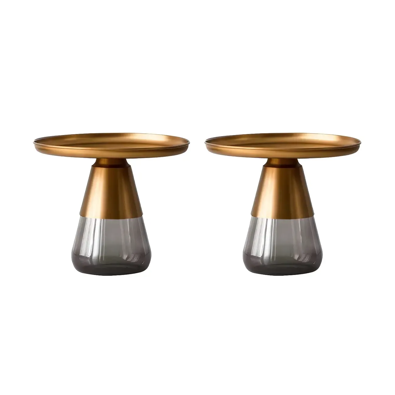 Modern Glass End Table with Round Base for Living Room Image - 22