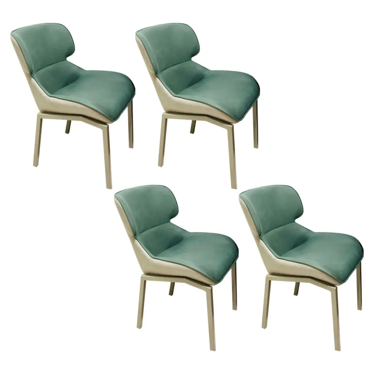 Camel Faux Leather Upholstered Dining Chair with Metal Legs Image - 4