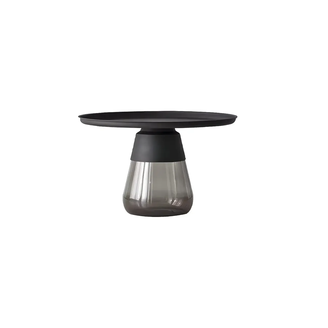 Modern Glass End Table with Round Base for Living Room Image - 23