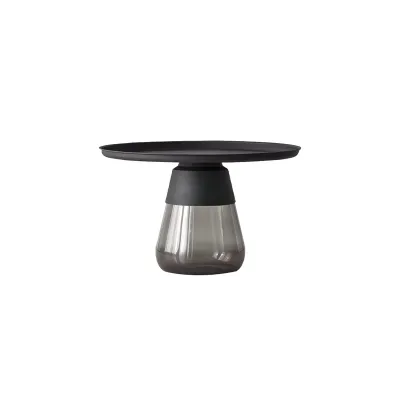 Modern Glass End Table with Round Base for Living Room Image - 23