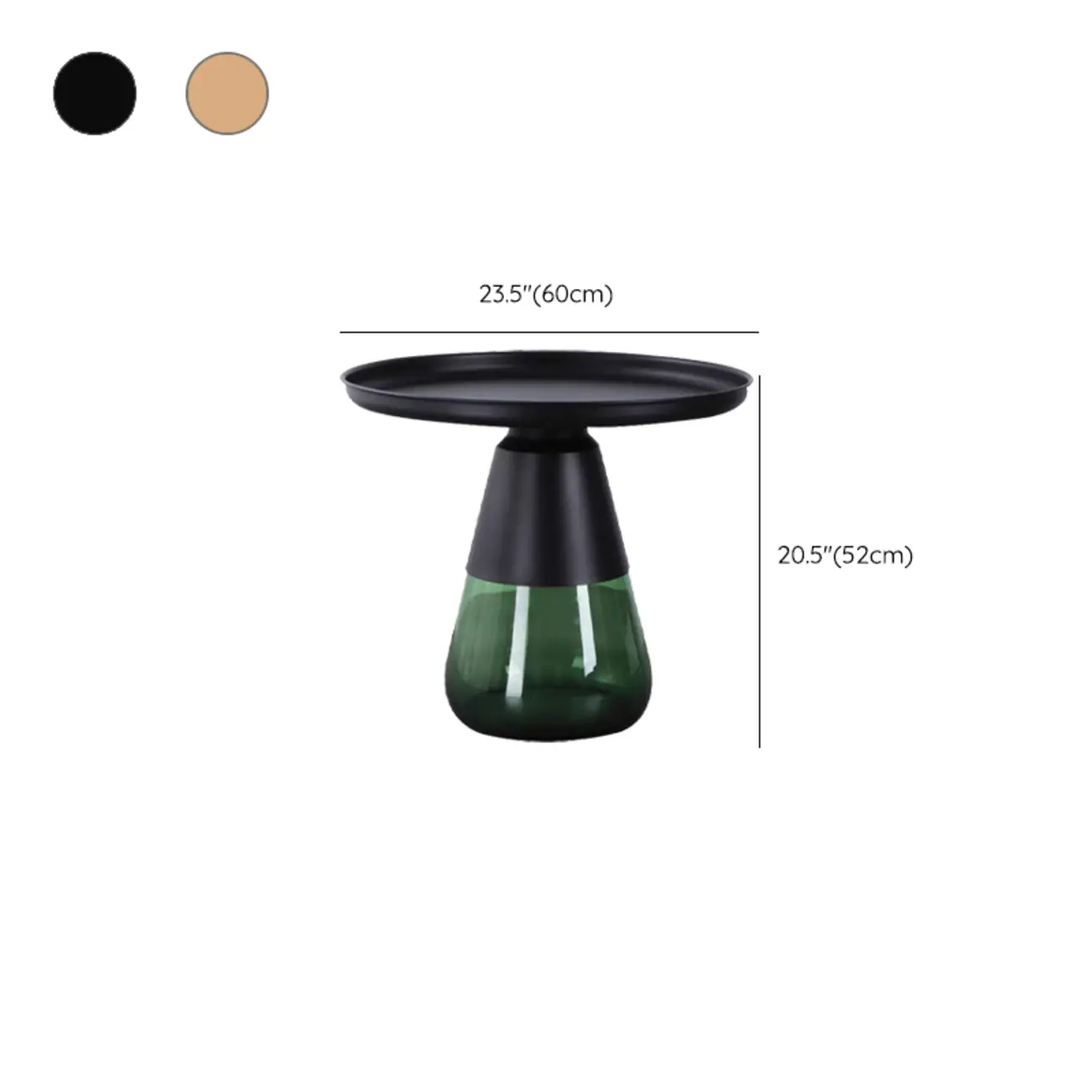 Modern Glass End Table with Round Base for Living Room #size | homeyfad