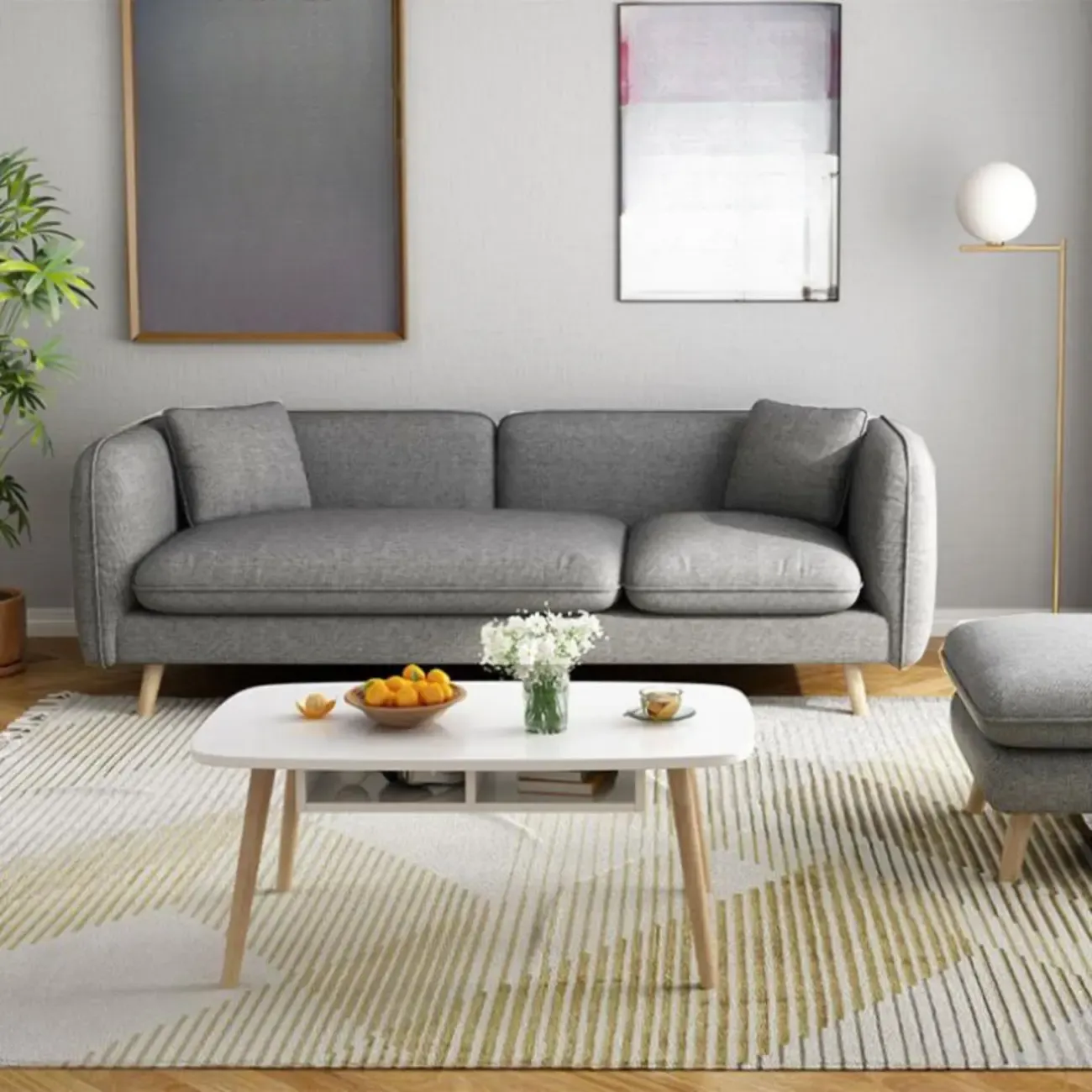 82.5" Sectional Sofa Comfy Cloud Couch for Living Room Modern Sofa Sleeper Deep Couches with Ottoman Image - 9
