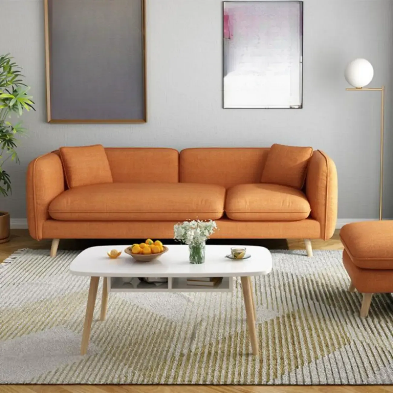 82.5" Sectional Sofa Comfy Cloud Couch for Living Room Modern Sofa Sleeper Deep Couches with Ottoman Image - 10