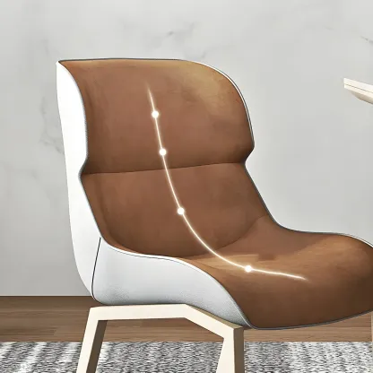 Camel Faux Leather Upholstered Dining Chair with Metal Legs Image - 8