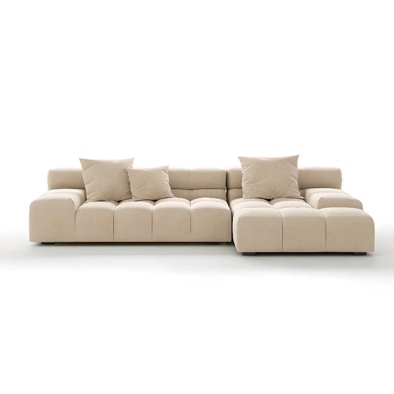 Modern L-Shaped Beige Sectional Sofa Chaise for Living Room Image - 2 | homeyfad