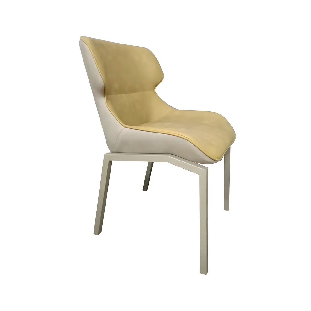 Camel Faux Leather Upholstered Dining Chair with Metal Legs Image - 10 | homeyfad