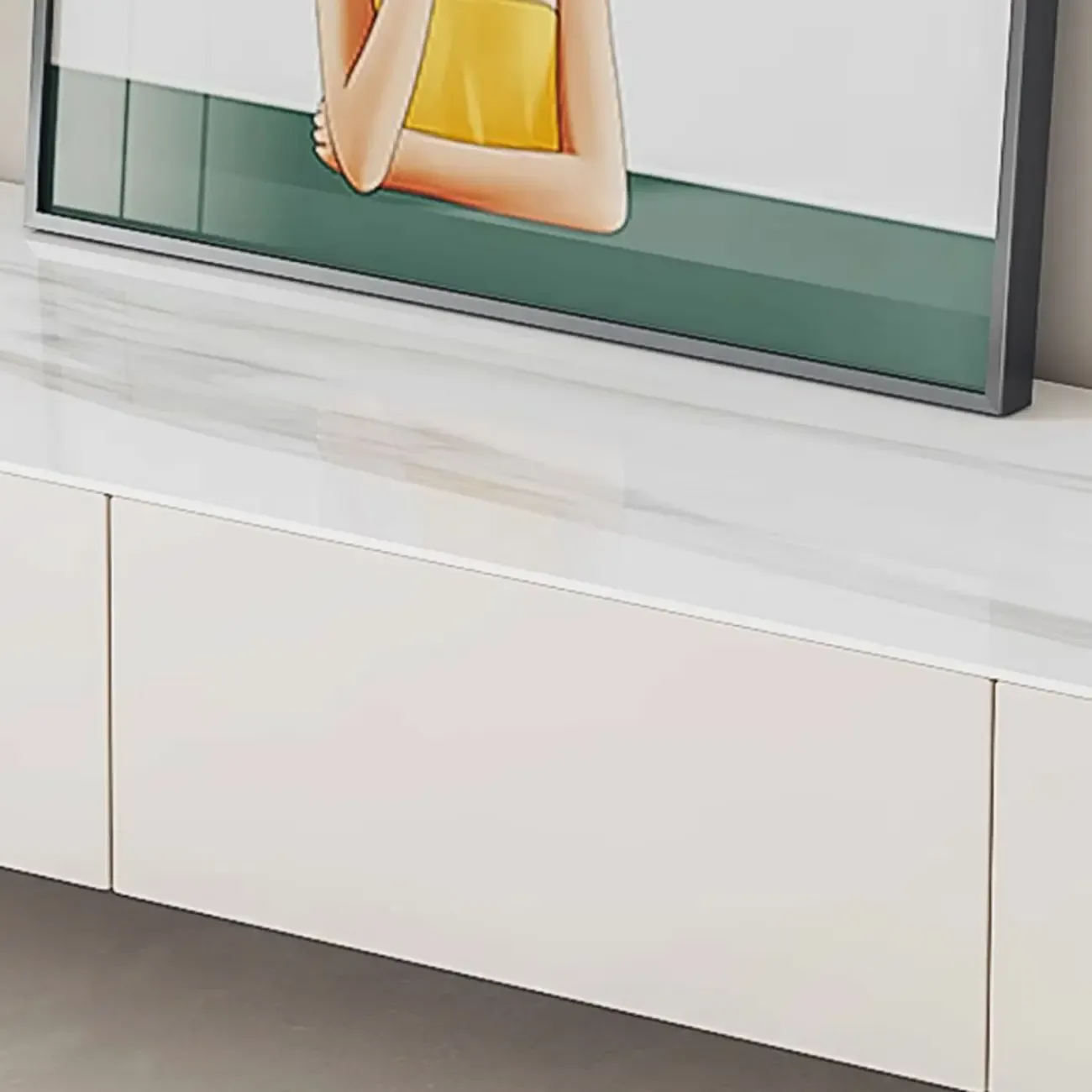 Elegant Stone TV Stand with Cable Management & Drawers Image - 11