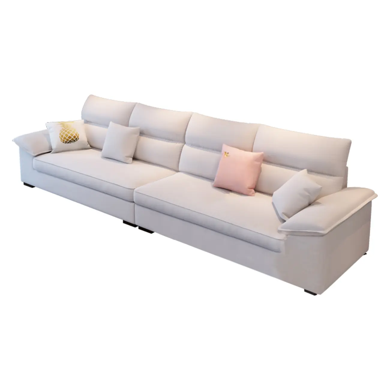 Off-White Upholstered Parlor Sofa Couch with an Ottoman and Concealed Support Image - 8 | homeyfad