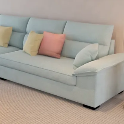 Off-White Upholstered Parlor Sofa Couch with an Ottoman and Concealed Support Image - 10