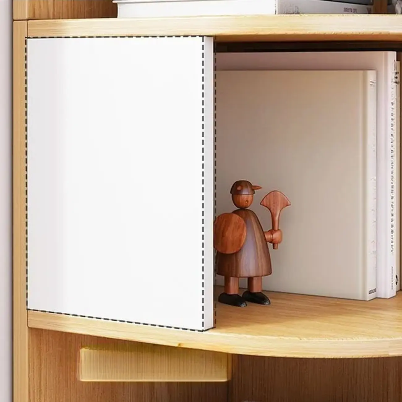 Wooden Fan-Shaped Shelves Standing Corner Shelf Image - 10 | homeyfad