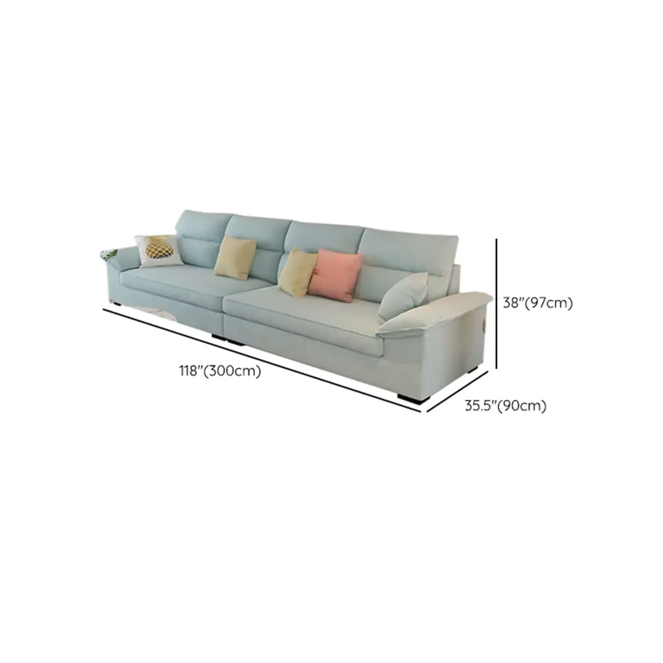 Off-White Upholstered Parlor Sofa Couch with an Ottoman and Concealed Support Image - 17