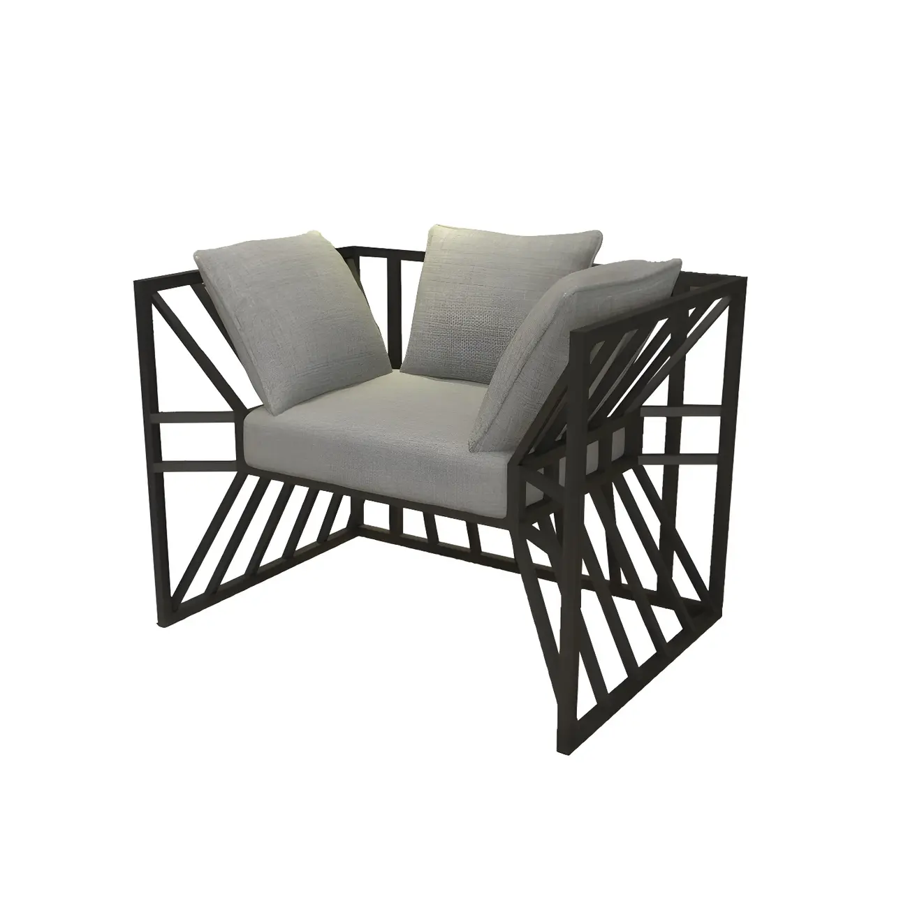 Modern Grey Linen Sofa with Pillows and Metal Frame Image - 3 | homeyfad