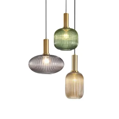 Modern Stained Glass Pendant Light with 3 Sizes for Dining Room Image - 5