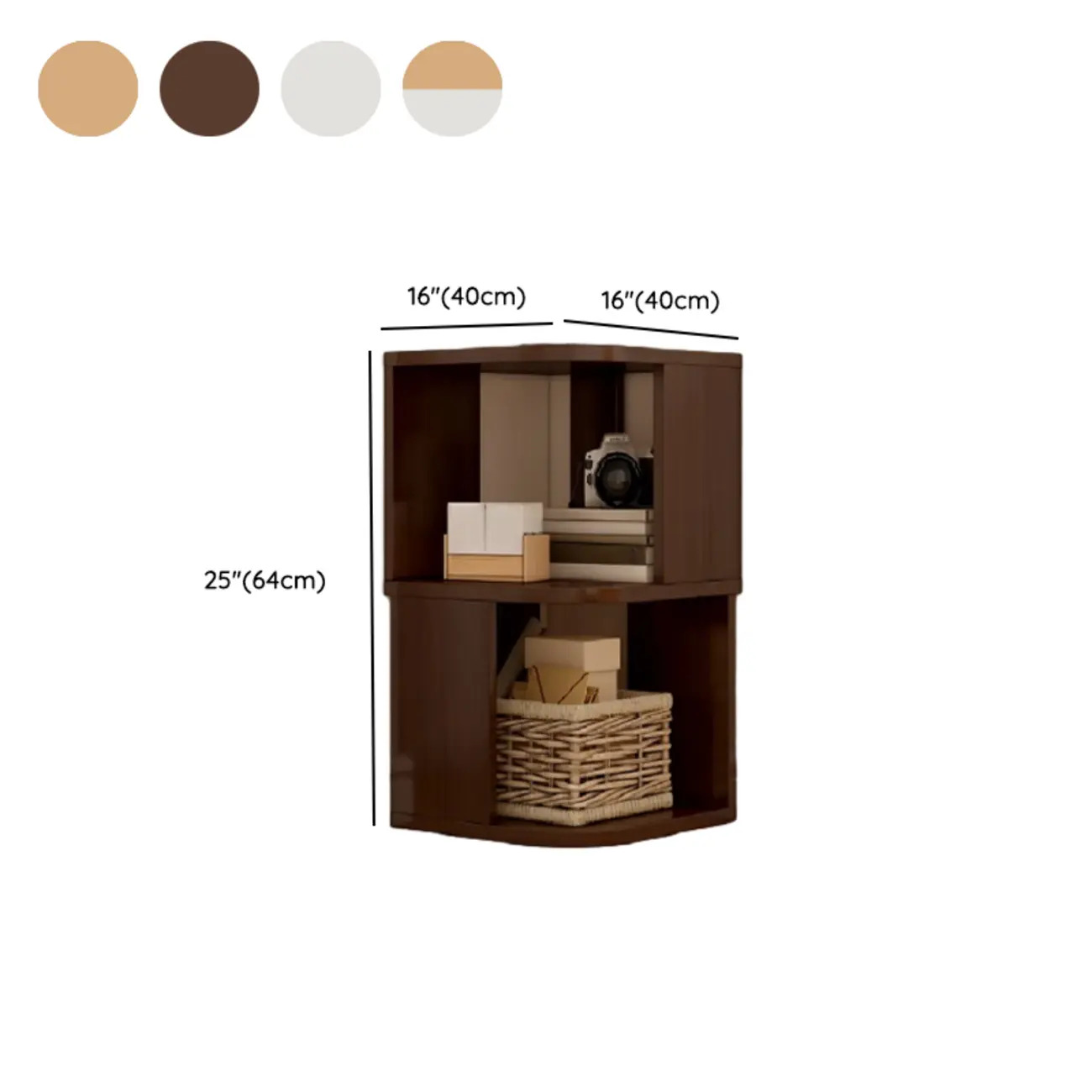 Wooden Fan-Shaped Shelves Standing Corner Shelf #size | homeyfad