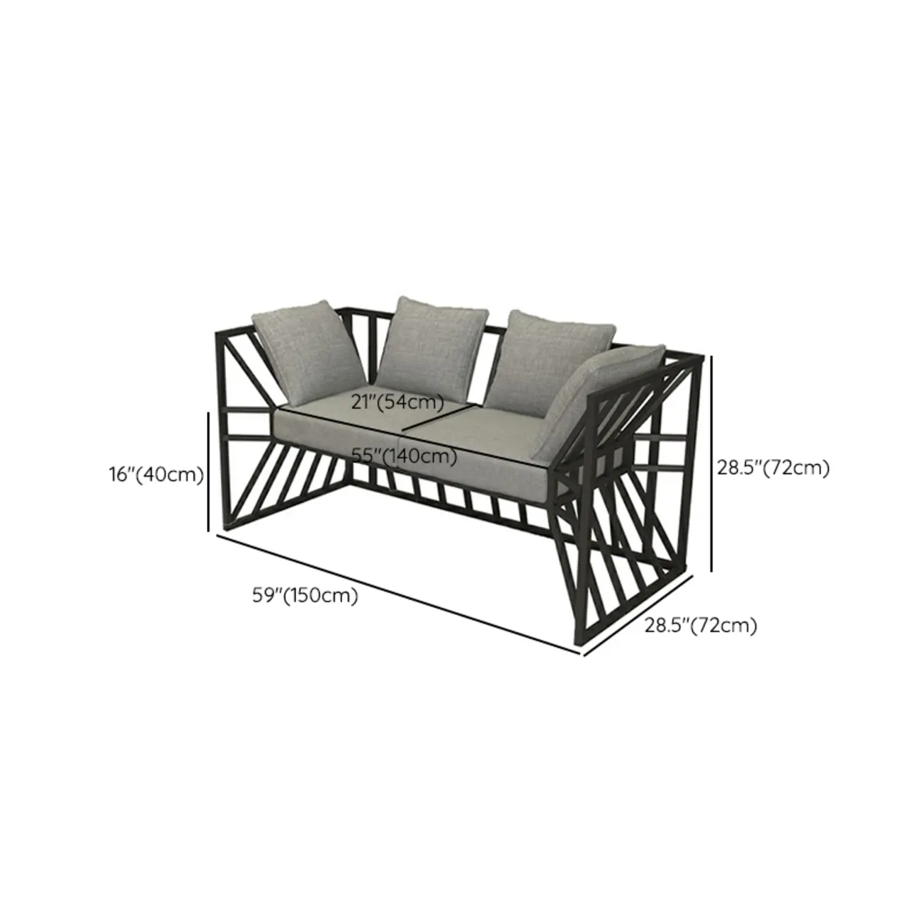 Modern Grey Linen Sofa with Pillows and Metal Frame Image - 13 | homeyfad