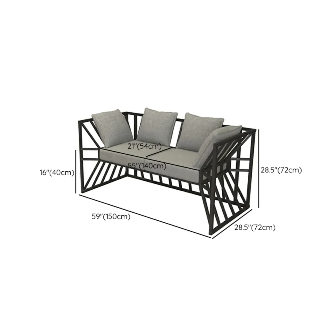 Modern Grey Linen Sofa with Pillows and Metal Frame Image - 13