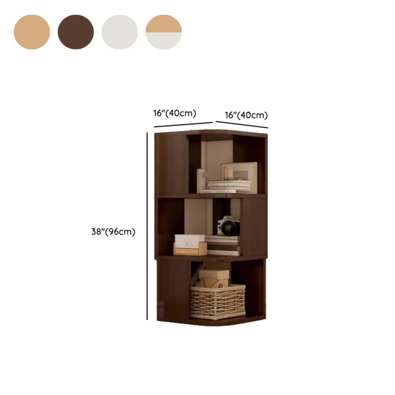 Wooden Fan-Shaped Shelves Standing Corner Shelf Image - 32 | homeyfad