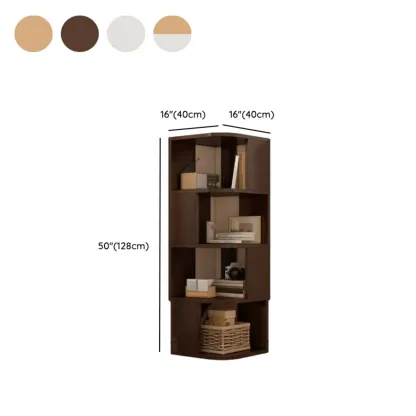 Wooden Fan-Shaped Shelves Standing Corner Shelf Image - 33