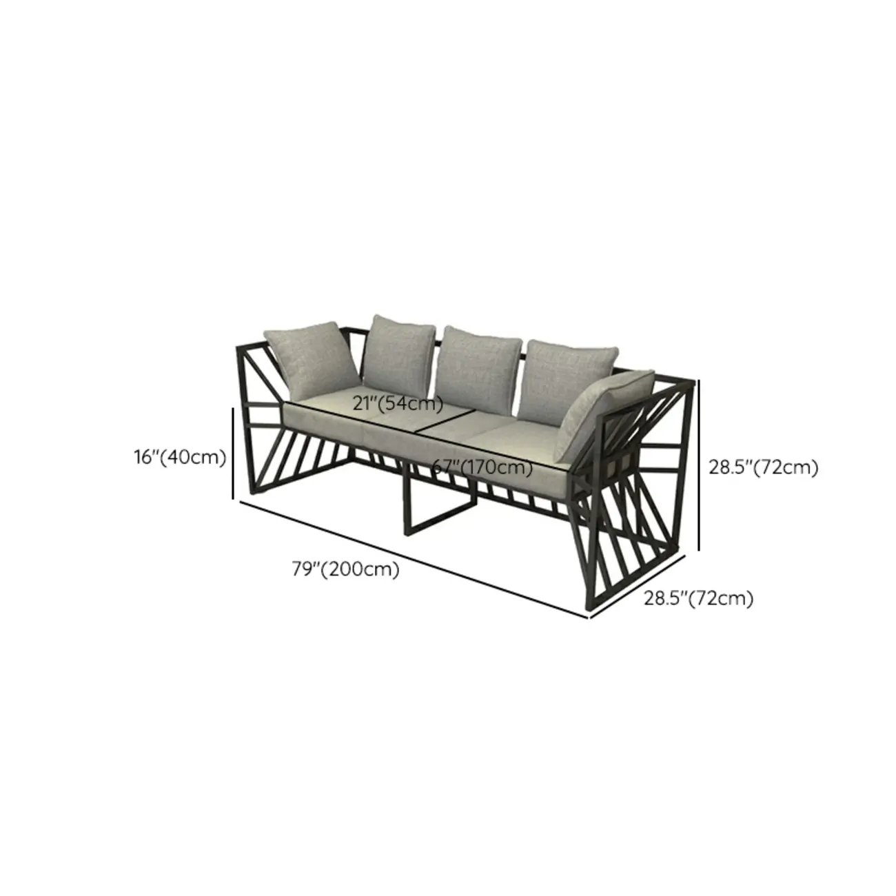 Modern Grey Linen Sofa with Pillows and Metal Frame Image - 14 | homeyfad