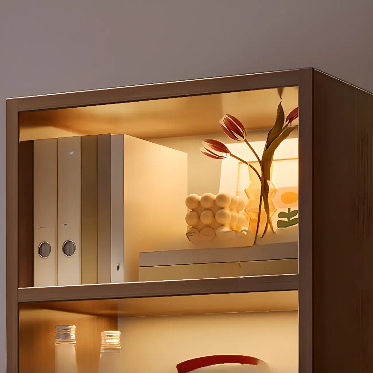 Modern Rectangular Bookshelf with Drawers Image - 8