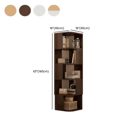 Wooden Fan-Shaped Shelves Standing Corner Shelf Image - 34