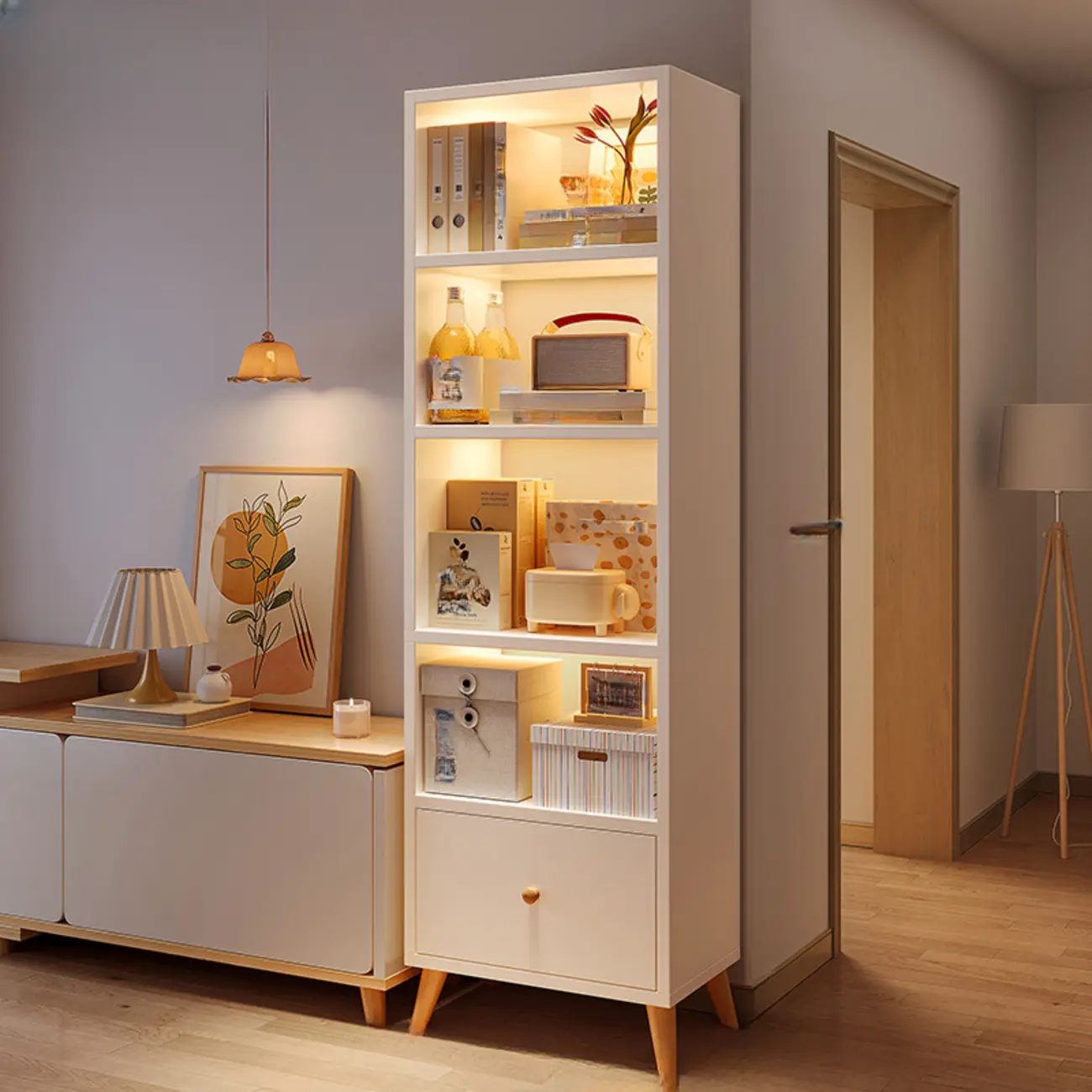 Modern Rectangular Bookshelf with Drawers Image - 10 | homeyfad