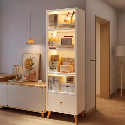 Modern Rectangular Bookshelf with Drawers Image - 10