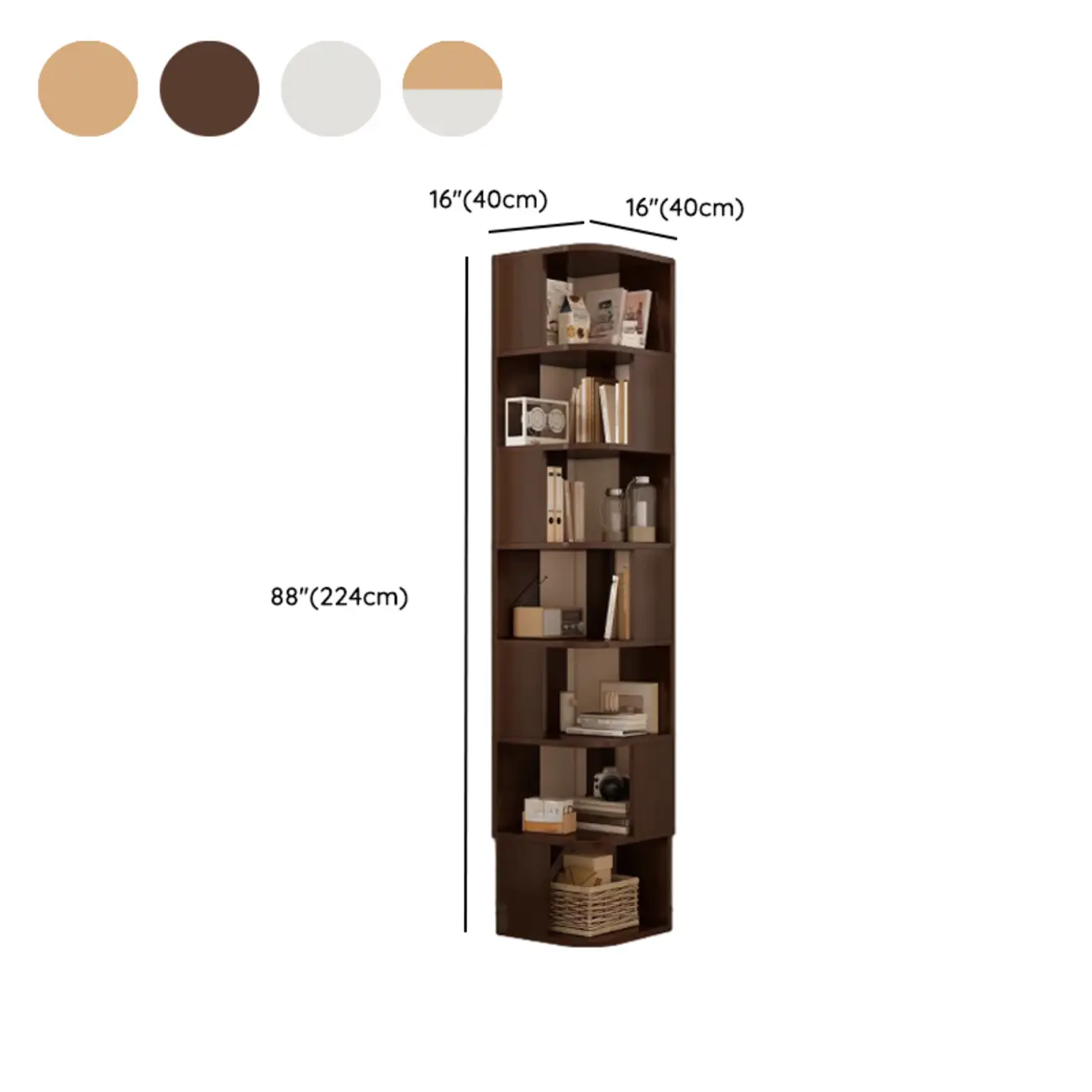 Wooden Fan-Shaped Shelves Standing Corner Shelf Image - 36 | homeyfad