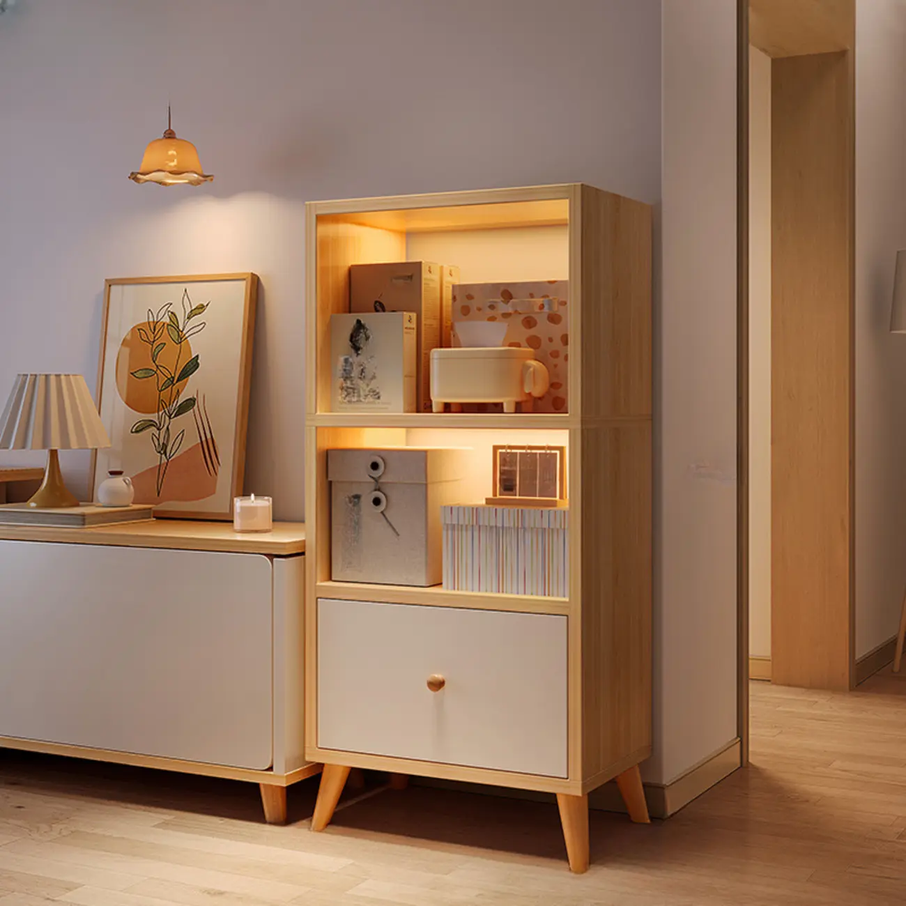 Modern Rectangular Bookshelf with Drawers Image - 11 | homeyfad