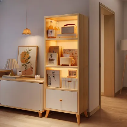 Modern Rectangular Bookshelf with Drawers Image - 15