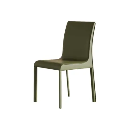 Modern Faux Leather Armless Solid Back Side Dining Chair Image - 5