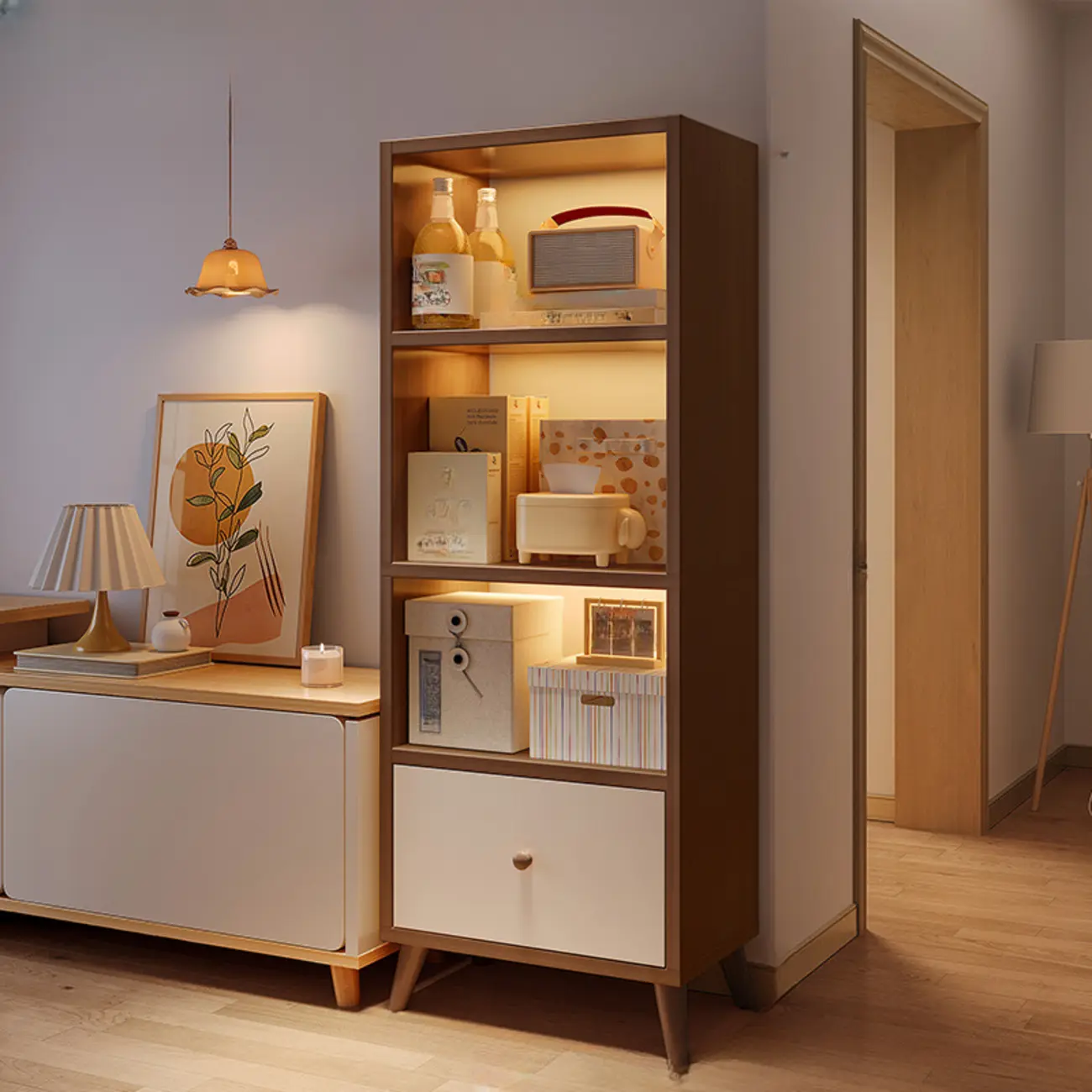 Modern Rectangular Bookshelf with Drawers Image - 17 | homeyfad