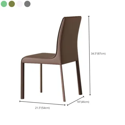 Modern Faux Leather Armless Solid Back Side Dining Chair #size