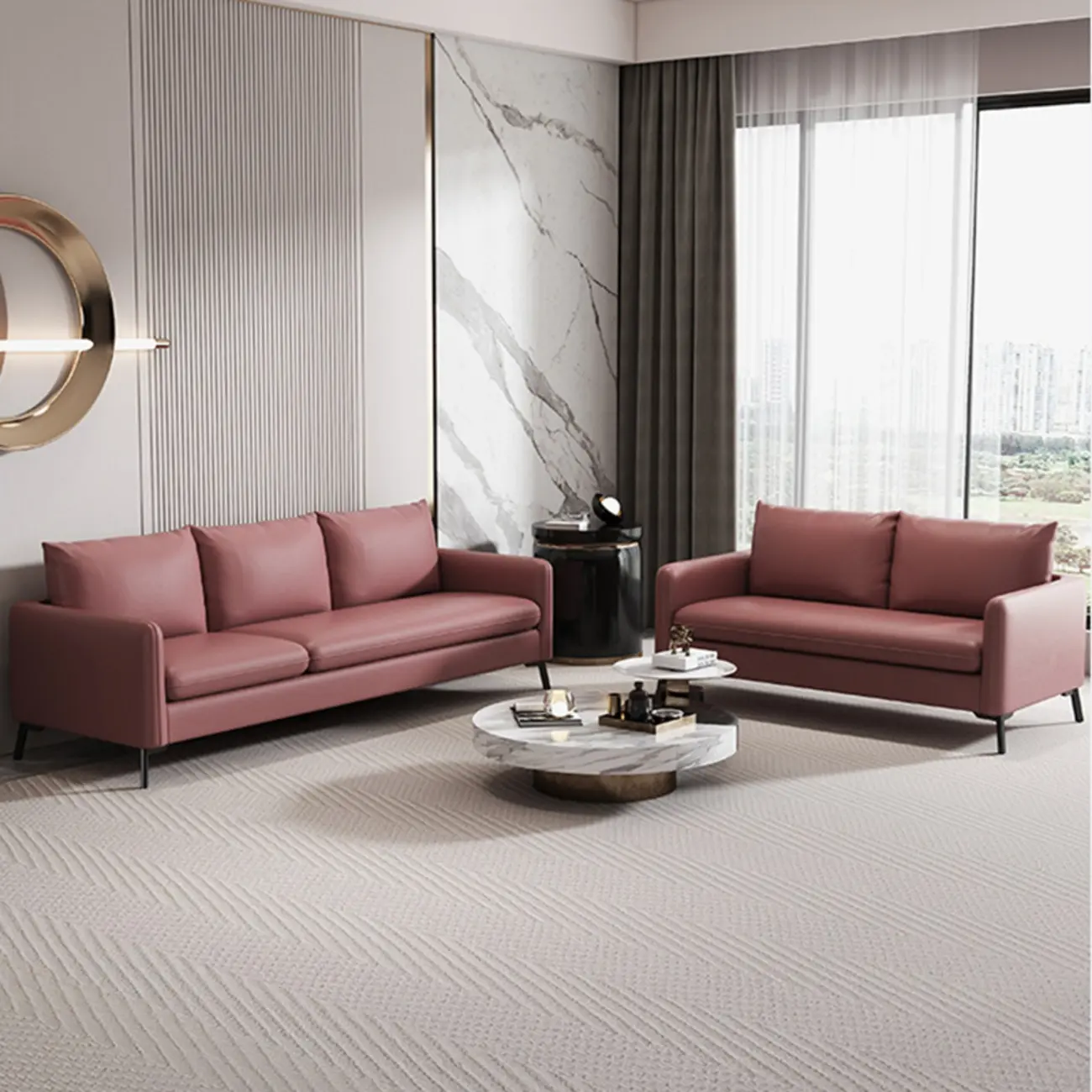 Modern Purple Tech Cloth Sectional Sofa with Wood Frame Image - 1 | homeyfad