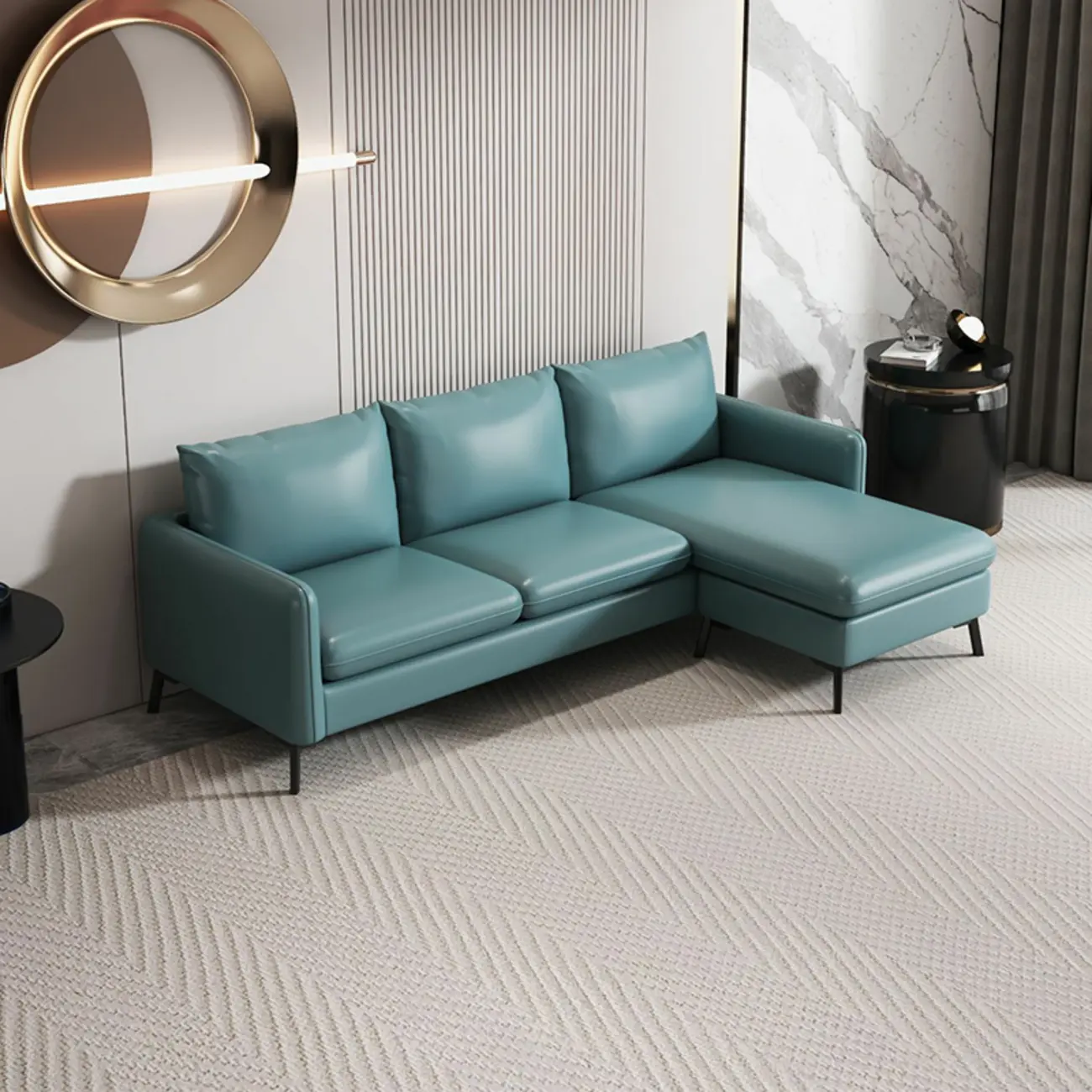 Modern Purple Tech Cloth Sectional Sofa with Wood Frame Image - 2 | homeyfad