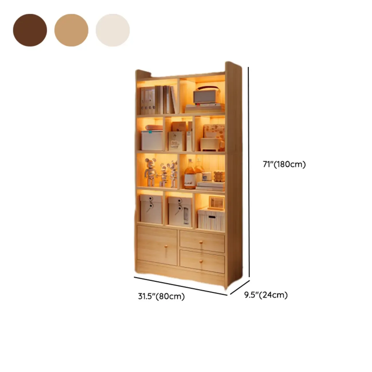 Modern Rectangular Bookshelf with Drawers Image - 25