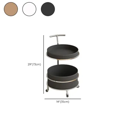 C Sofa Side End Tables with Wheels and Round Storage Shelves Image - 18
