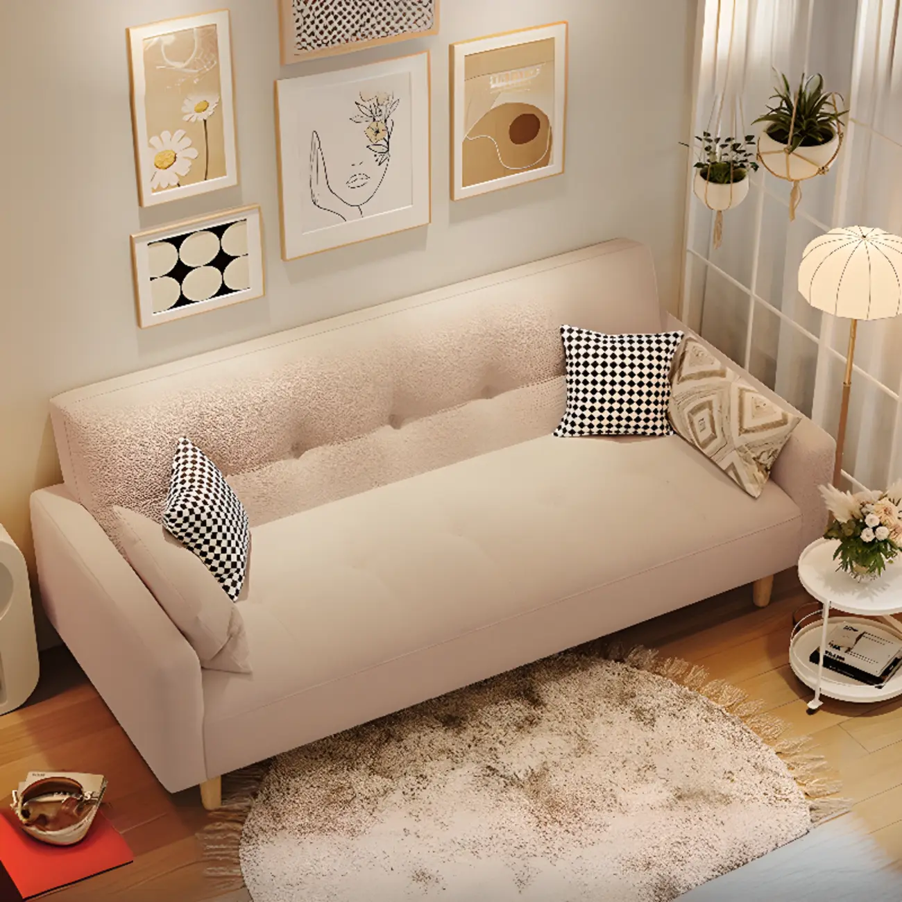 67" Foldable Sleeper Couch Upholstered Sleeper Sofa Image - 1 | homeyfad