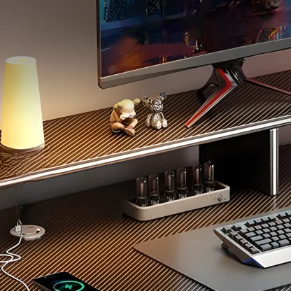 Modern Computer Desk with Shelves in Black & White  Image - 8