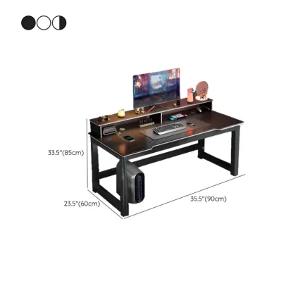 Modern Computer Desk with Shelves in Black & White  Image - 18