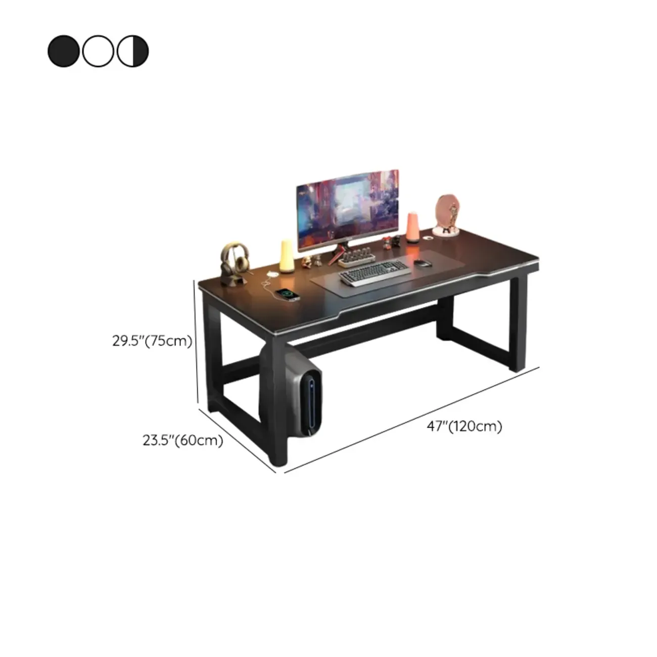 Modern Computer Desk with Shelves in Black & White Image - 28