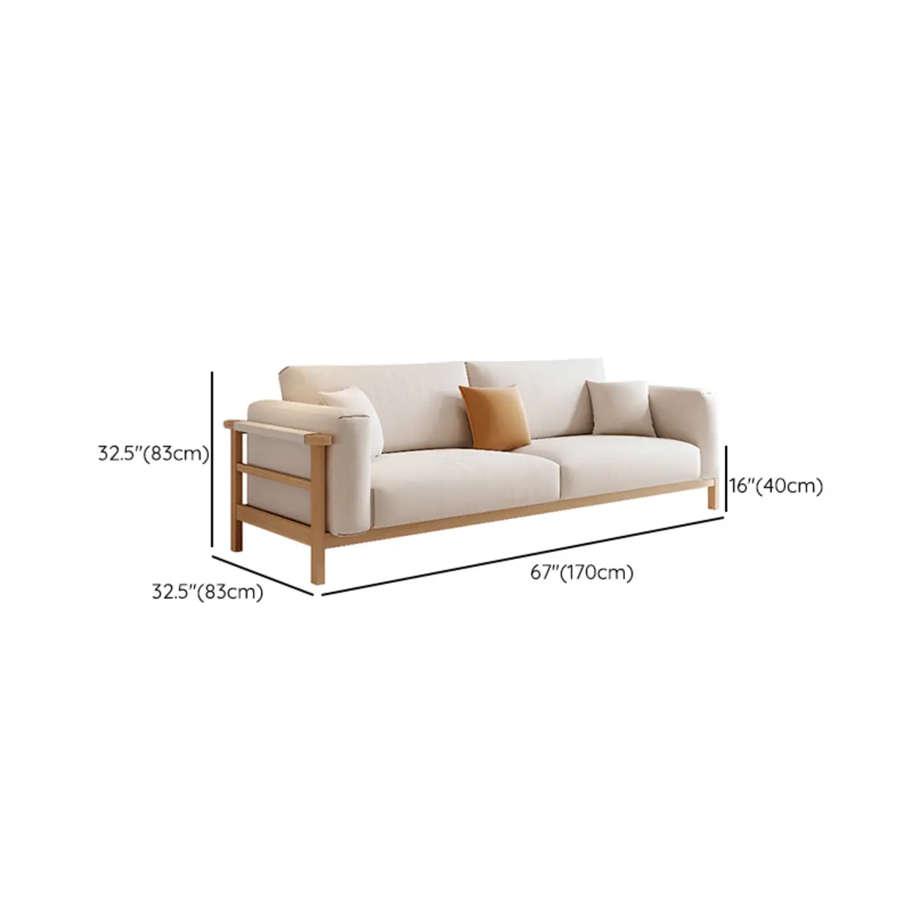 Modern Wooden Cream Parlor Sofa Loveseat for Drawing Room with Wide Pillow Back Image - 13 | homeyfad