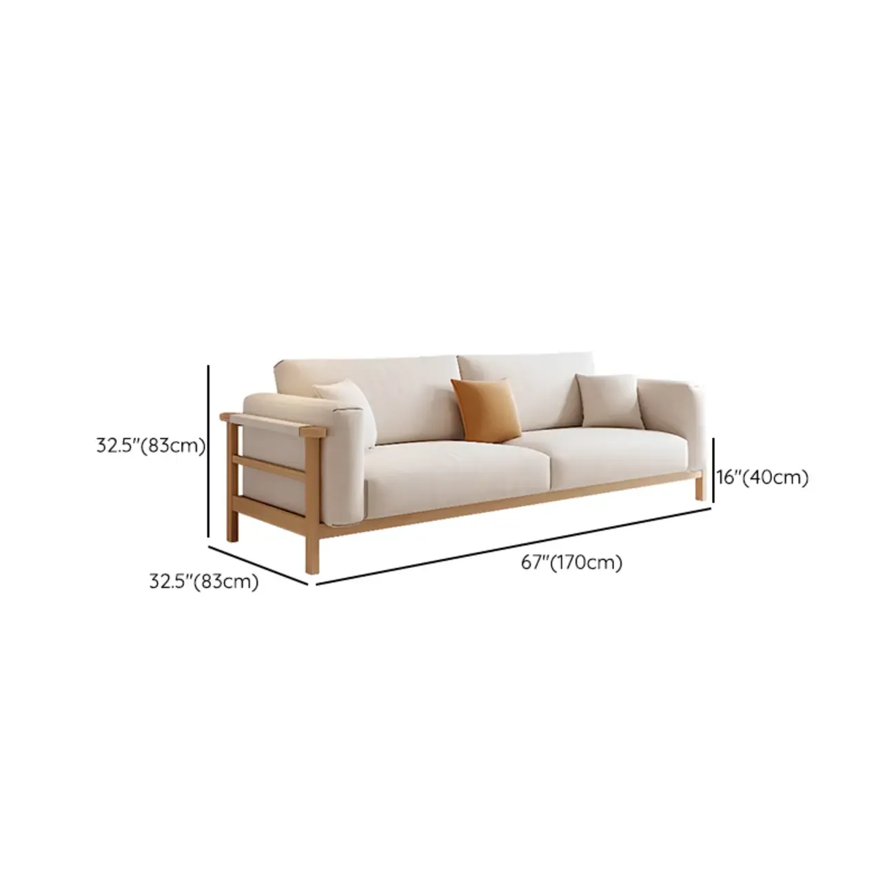 Modern Wooden Cream Parlor Sofa Loveseat for Drawing Room with Wide Pillow Back Image - 13
