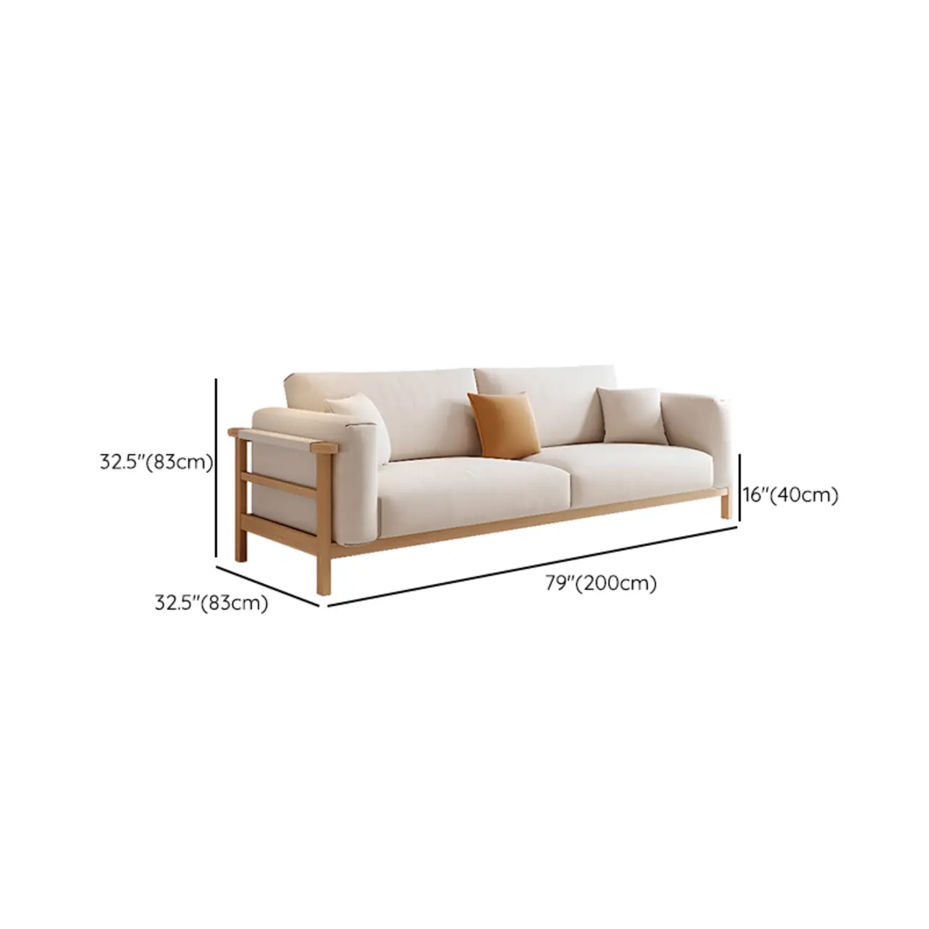 Modern Wooden Cream Parlor Sofa Loveseat for Drawing Room with Wide Pillow Back Image - 14 | homeyfad