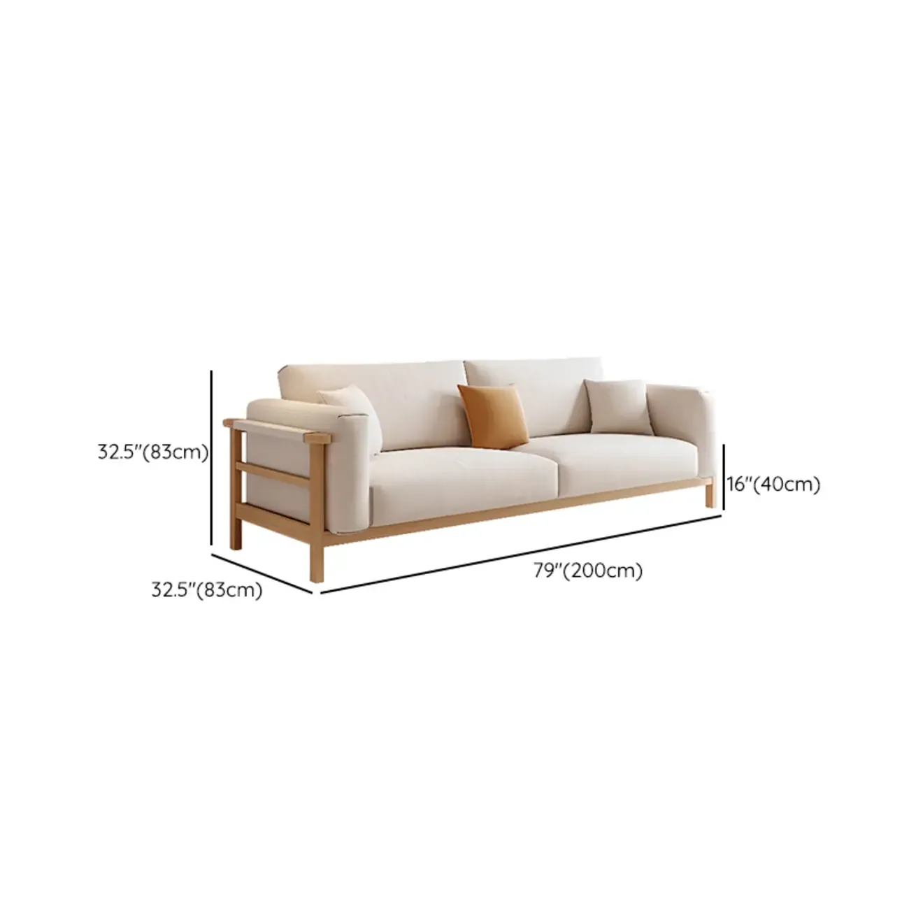 Modern Wooden Cream Parlor Sofa Loveseat for Drawing Room with Wide Pillow Back Image - 14