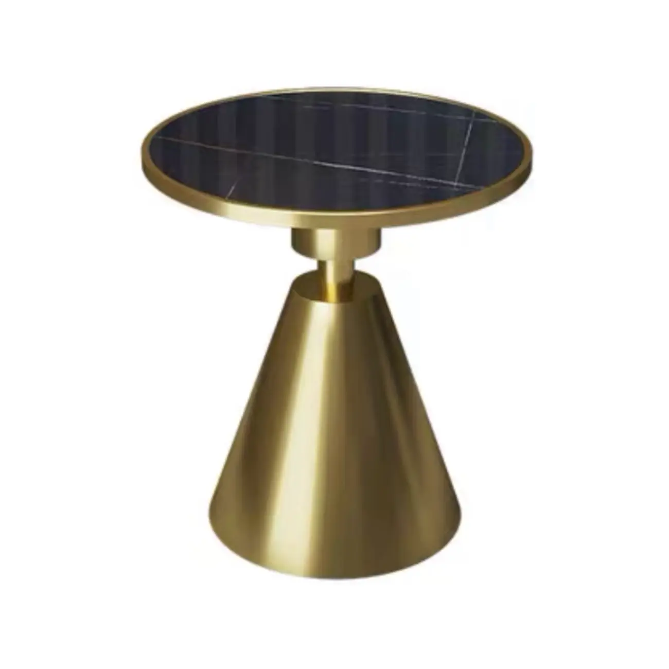 Simple Circular-shaped Midnight Chalk Sintered Stone Chairside Table with Pedestal Base Image - 7 | homeyfad