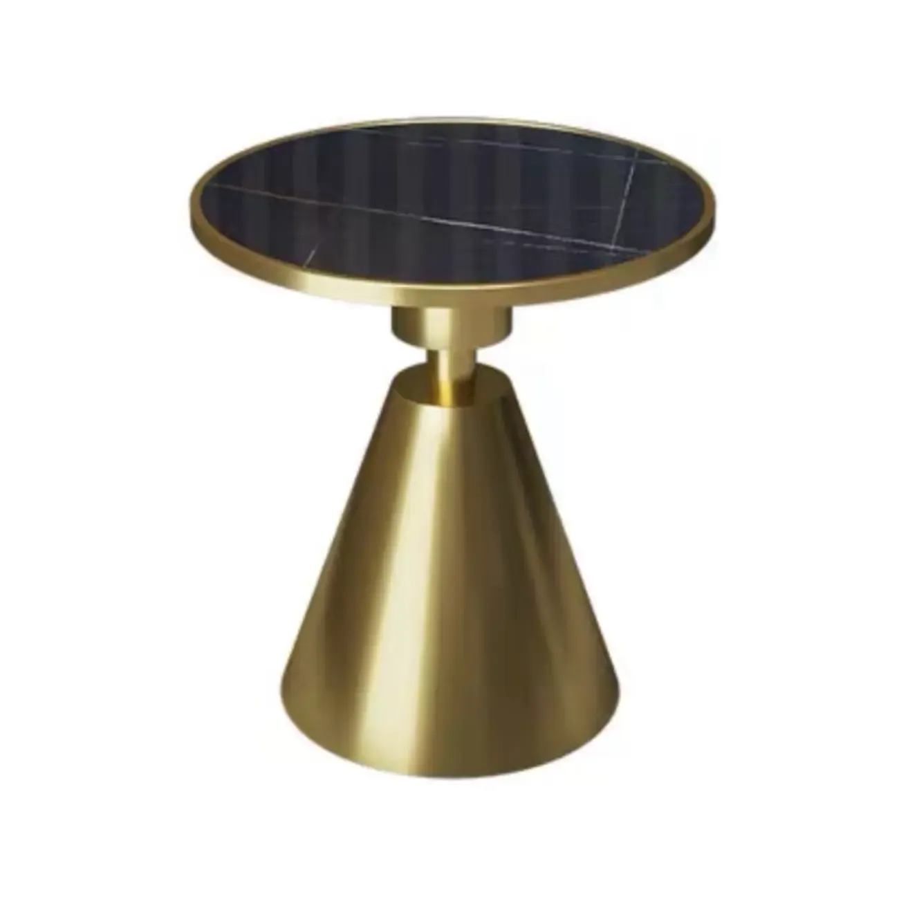 Simple Circular-shaped Midnight Chalk Sintered Stone Chairside Table with Pedestal Base Image - 7