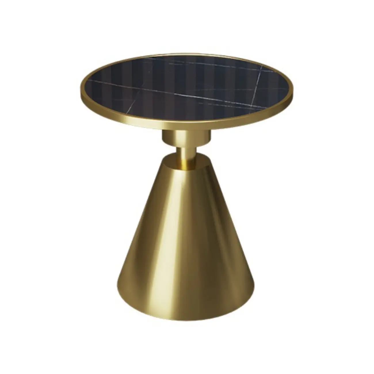 Simple Circular-shaped Midnight Chalk Sintered Stone Chairside Table with Pedestal Base Image - 8 | homeyfad