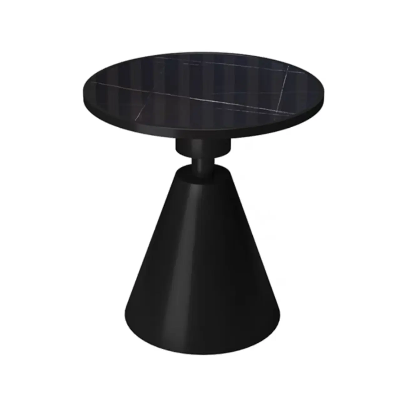 Simple Circular-shaped Midnight Chalk Sintered Stone Chairside Table with Pedestal Base Image - 9 | homeyfad